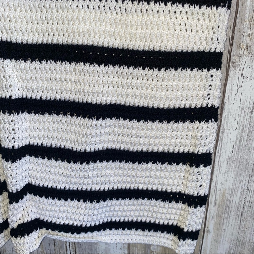 Talbots Crochet Stripe Crewneck Sweater - Picture 3 of 6